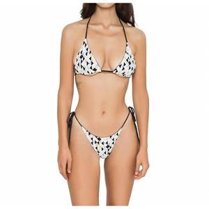 NEW GIGIZARA cowrie reversible triangle bikini top 2-in-1 with gold detail in mu